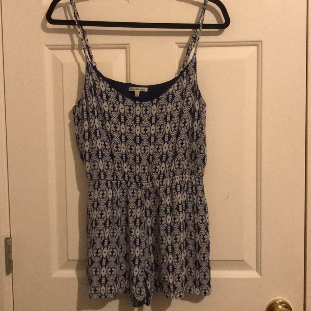 Blue and white romper